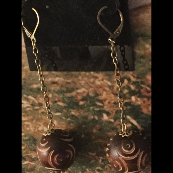 HOST PICK-Carved Tribal Earrings w/ Brass Hardware - Picture 6 of 6